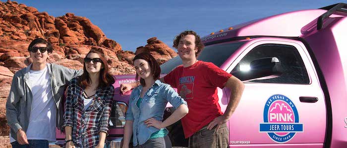 Experience giant rock formations on the Red Rock Canyon tour with  maze-like canyons and animal-shaped peaks. Look down on the first and largest State Park in Nevada from elevated viewpointsRide in custom Tour Trekker vehicle
