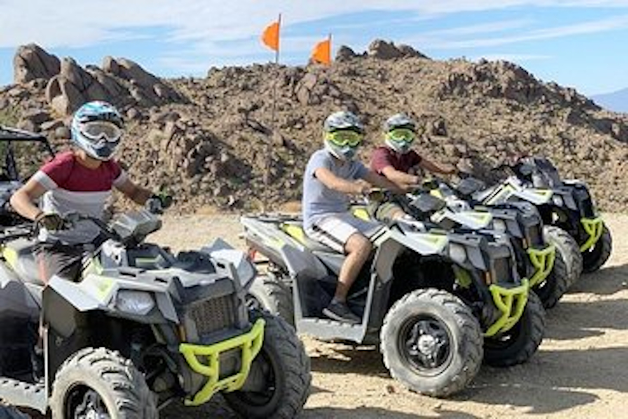 Las Vegas ATV Tour of Hidden Valley Rrimm, this thrilling adventure will take you through primm and Hidden Valley through desert washes and a dry lake bed with breathtaking views from a mountain overlook simply the best ATV tour available.